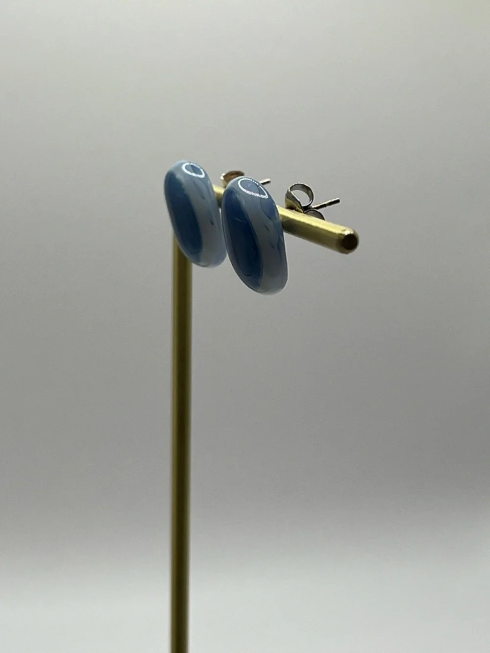 Blue Glass Stud Earrings